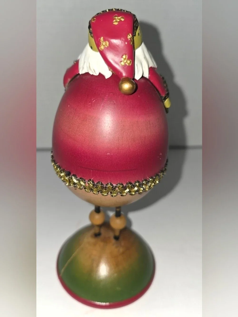 Santa Wooden Egg Shape Body Christmas Holiday Decor Rare Beauty Unique